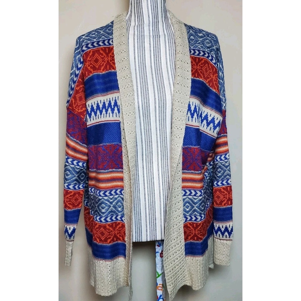 Jeans By Buffalo Cardigan S Multicolor Southwestern Knit‎ Open Sweater Womens